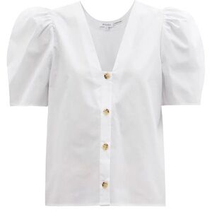 RHODE White Nisha Button-Up Blouse